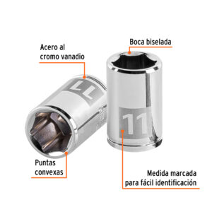 Alternative view of Dado de 11 mm, 6 puntas, cuadro 1/4', TRUPER