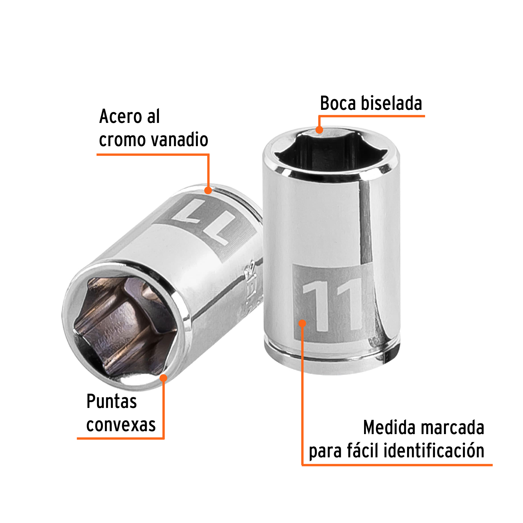 Dado de 11 mm, 6 puntas, cuadro 1/4', TRUPER - Imagen 2