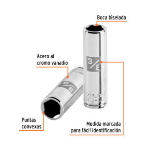 Alternative view of Dado largo de 3/8', 6 puntas, cuadro 1/4', TRUPER