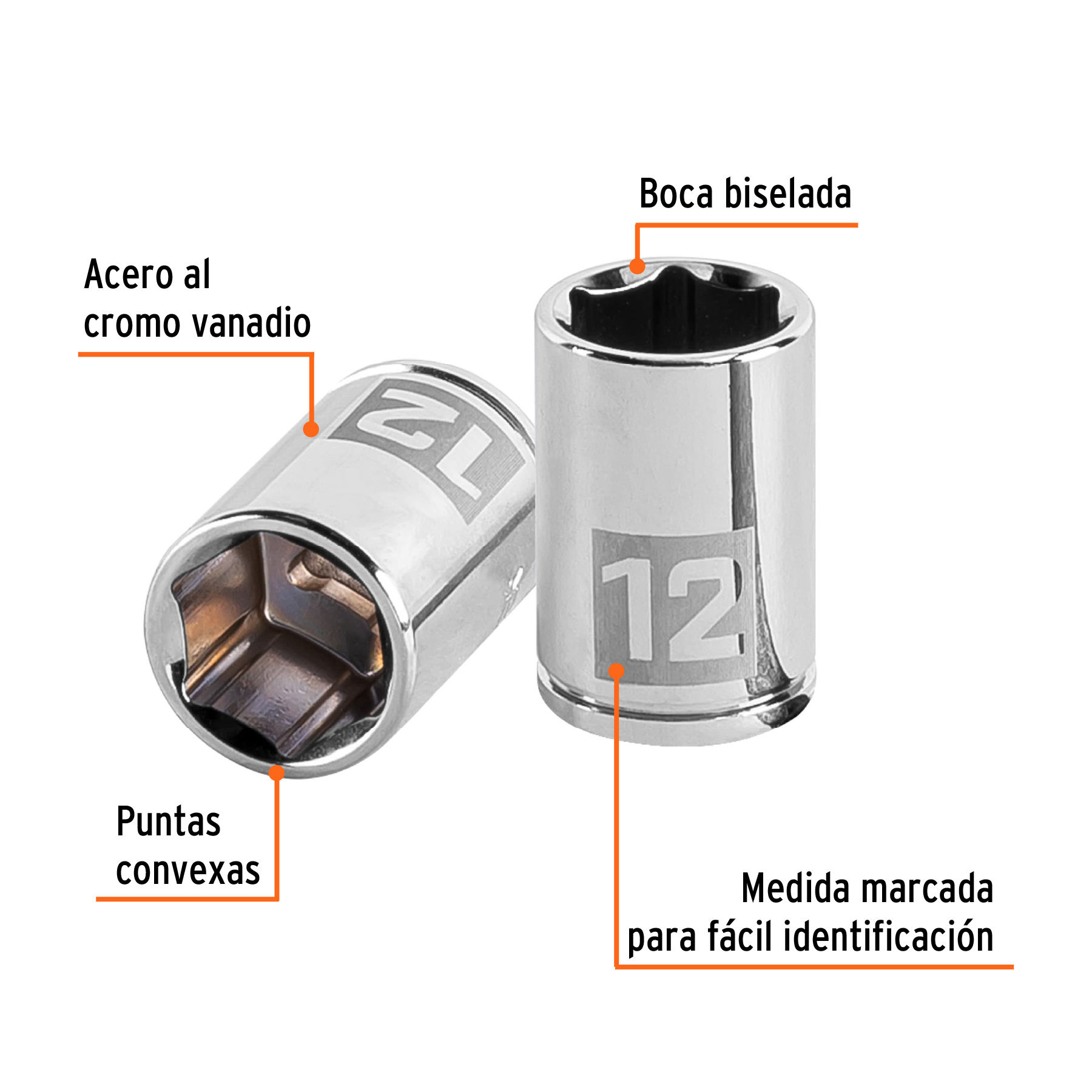 Dado de 12 mm, 6 puntas, cuadro 1/4', TRUPER - Imagen 2