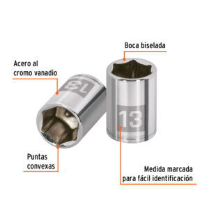 Alternative view of Dado de 13 mm, 6 puntas, cuadro 1/4', TRUPER