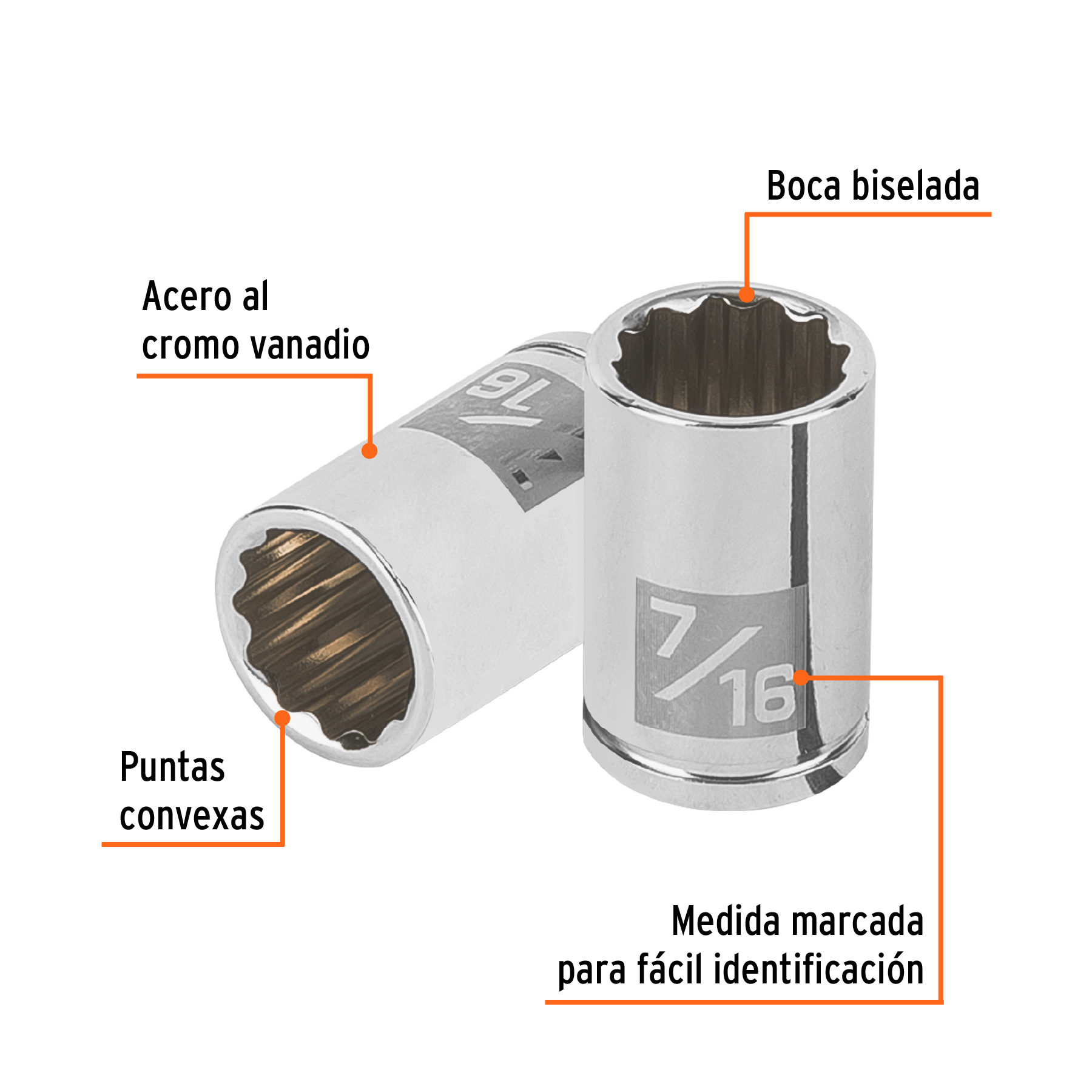 Dado de 7/16', 12 puntas, cuadro 1/4', TRUPER - Imagen 2