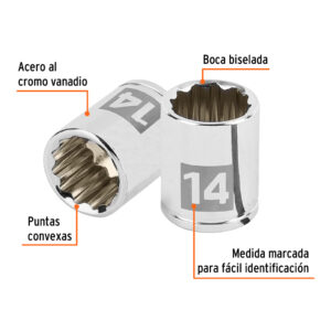 Alternative view of Dado de 14 mm, 12 puntas, cuadro 1/4', TRUPER