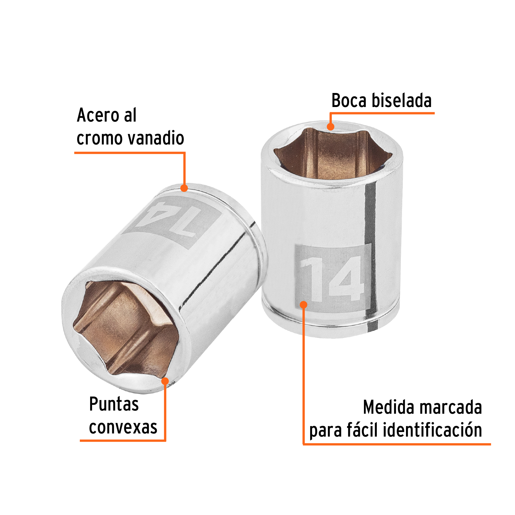 Dado de 14 mm, 6 puntas, cuadro 1/4', TRUPER - Imagen 2