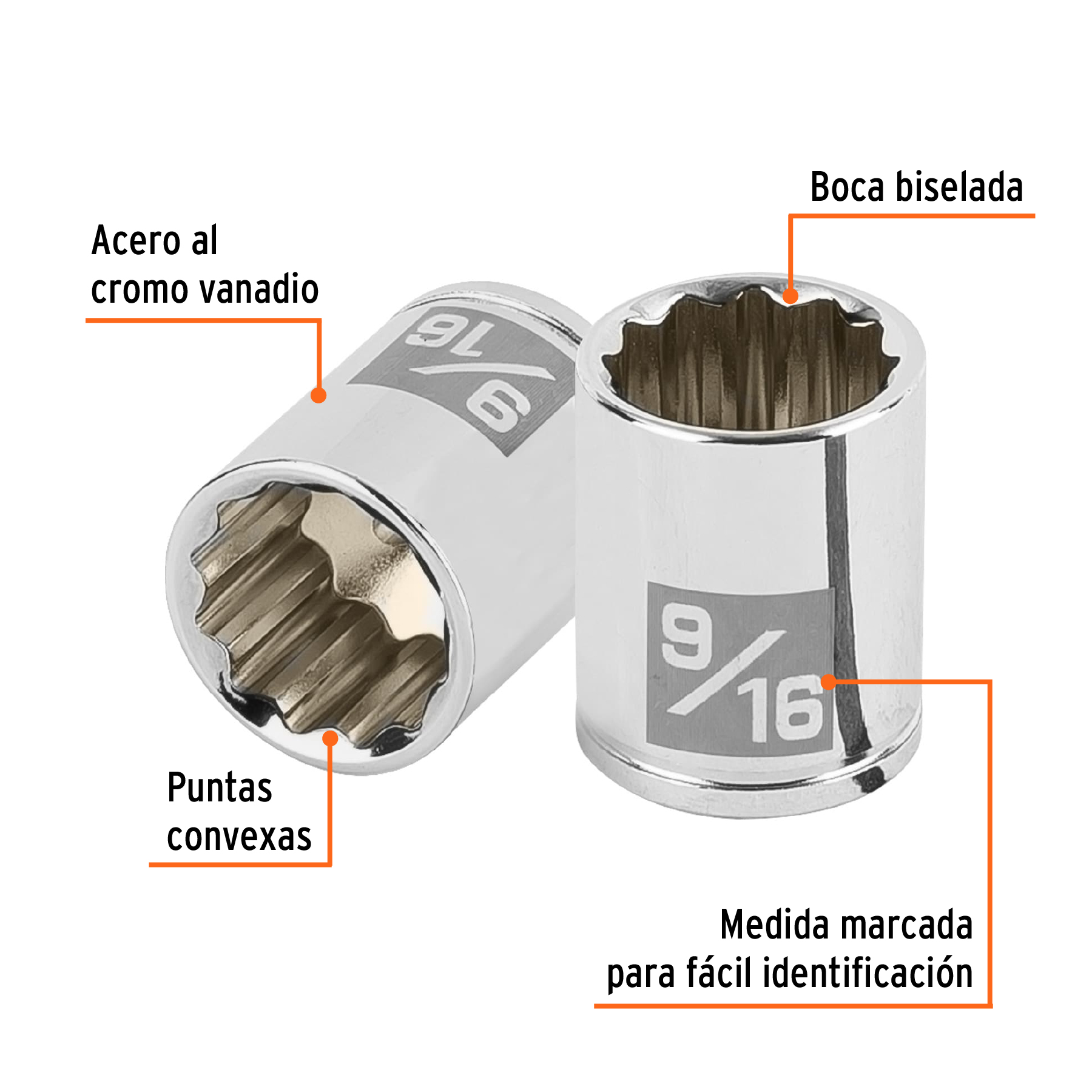 Dado de 9/16', 12 puntas, cuadro 1/4', TRUPER - Imagen 2