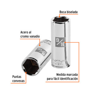 Alternative view of Dado largo de 9/16', 6 puntas, cuadro 1/4', TRUPER