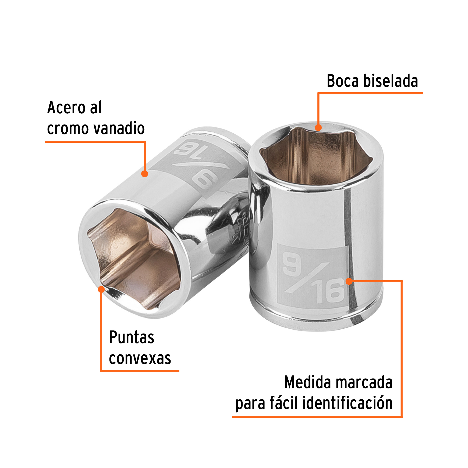 Dado de 9/16', 6 puntas, cuadro 1/4', TRUPER - Imagen 2