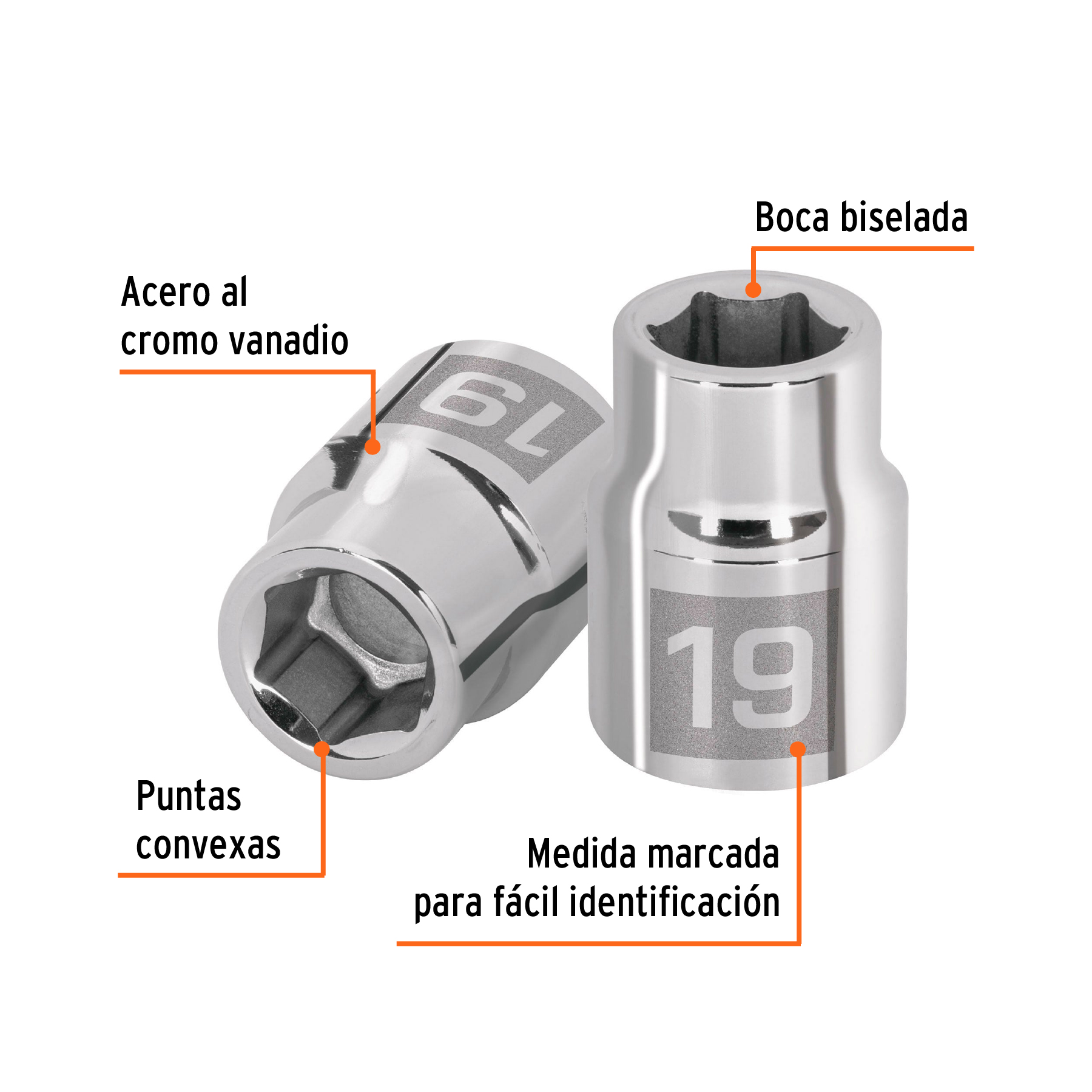 Dado de 19 mm, 6 puntas, cuadro 3/4', TRUPER - Imagen 2