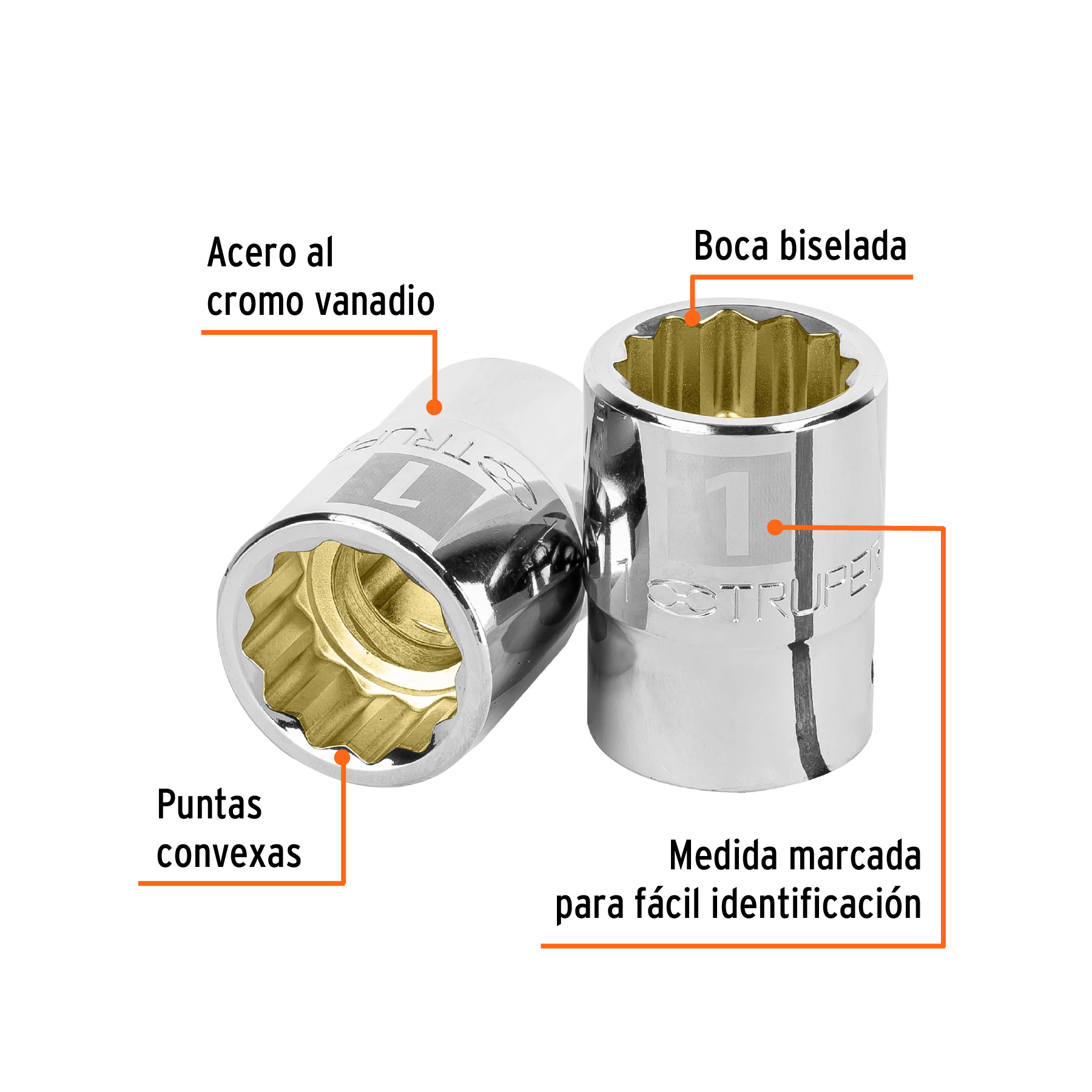 Dado de 1', 12 puntas, cuadro 3/4', TRUPER - Imagen 2