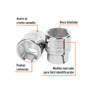 Alternative view of Dado de 36 mm, 6 puntas, cuadro 3/4', TRUPER