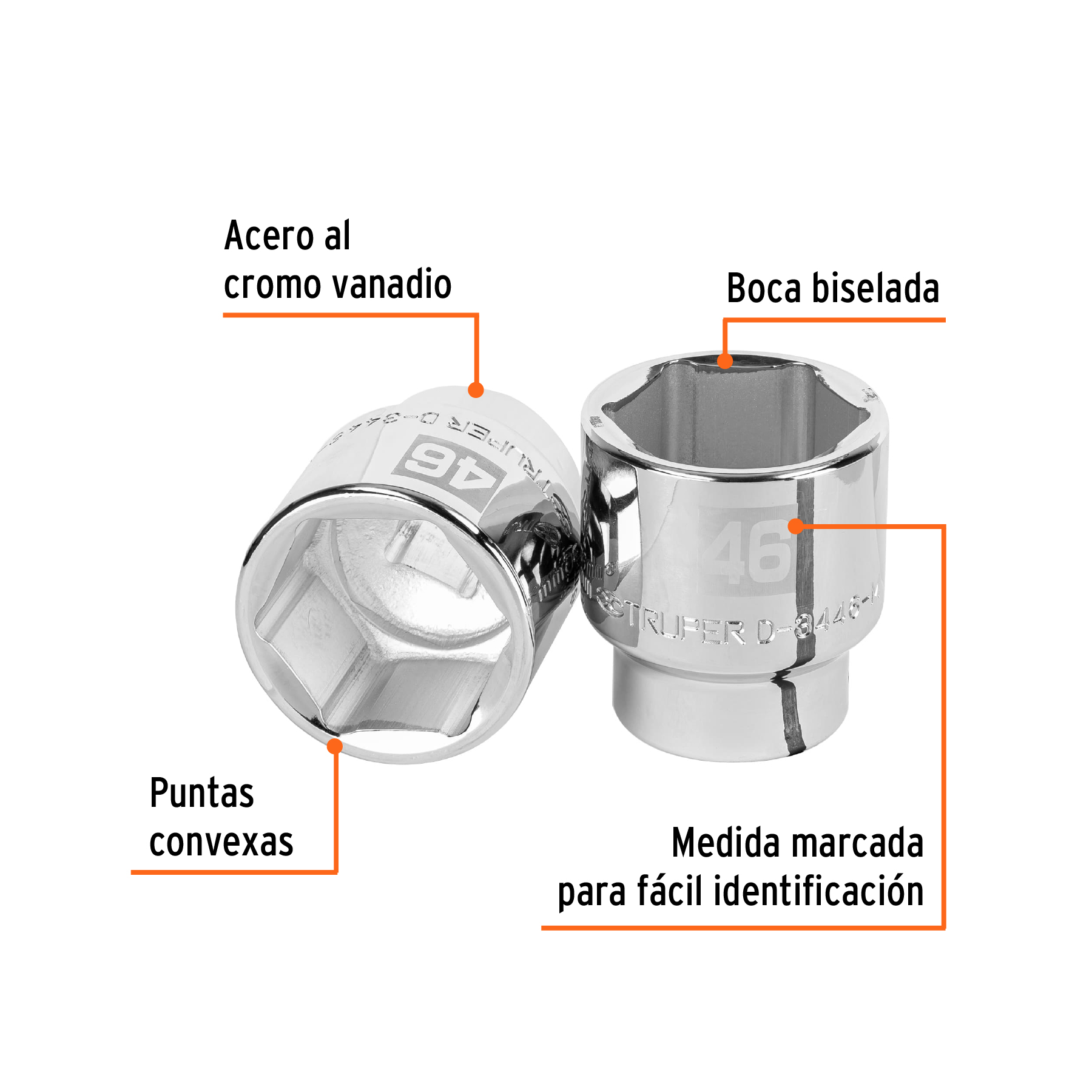 Dado de 46 mm, 6 puntas, cuadro 3/4', TRUPER - Imagen 2