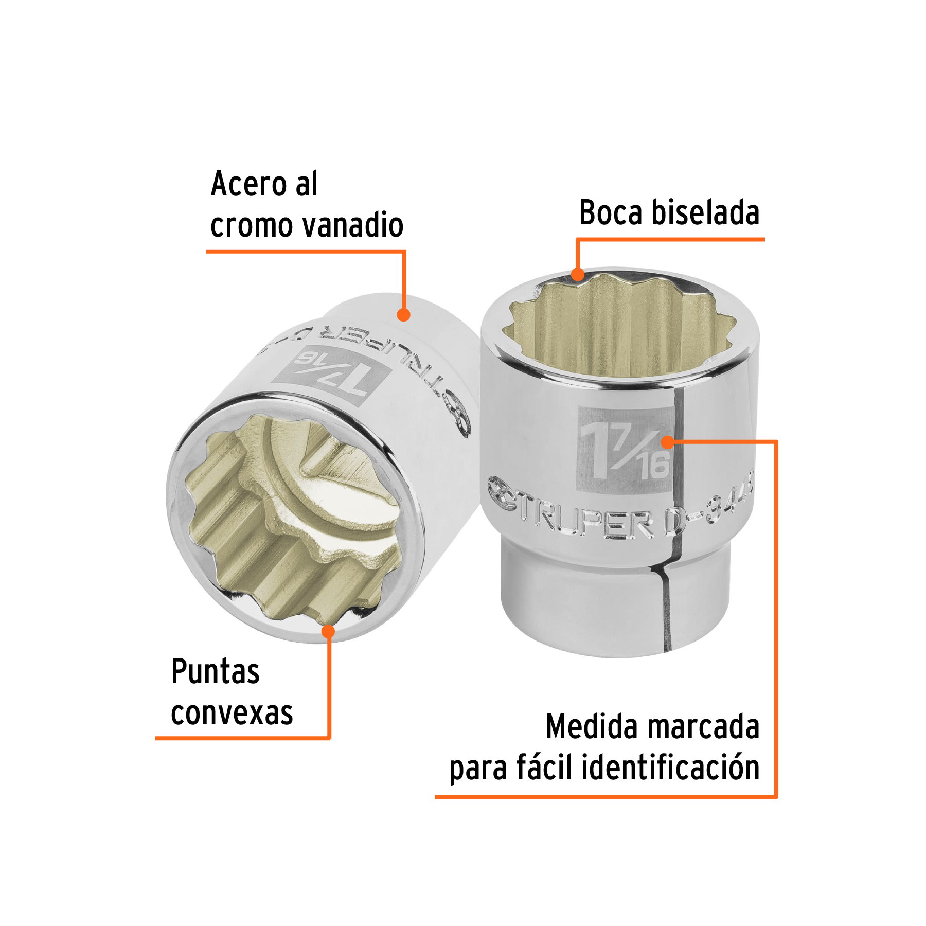 Dado de 1-7/16', 12 puntas, cuadro 3/4', TRUPER - Imagen 2