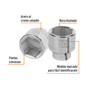 Alternative view of Dado de 50 mm, 6 puntas, cuadro 3/4', TRUPER