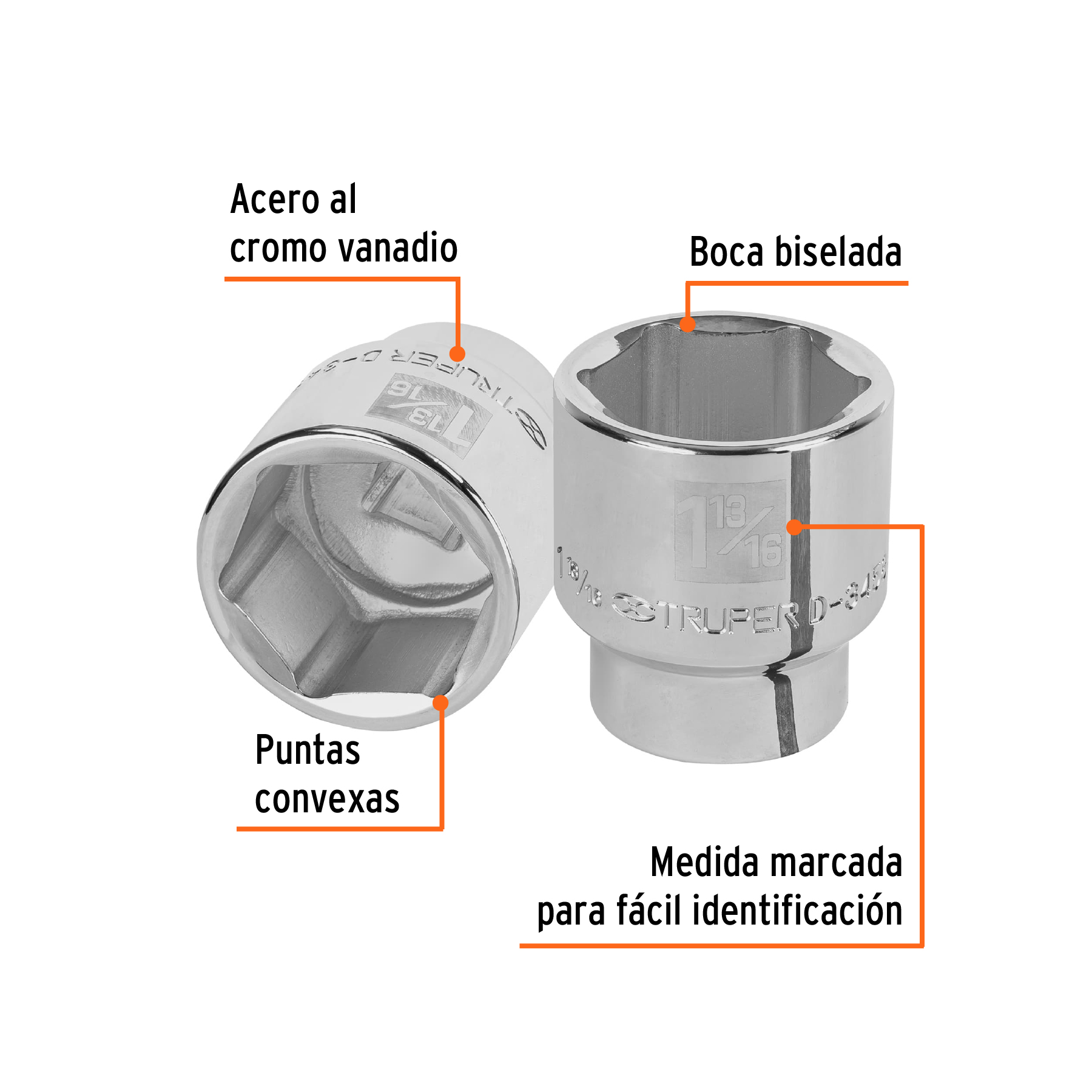 Dado de 1-13/16', 6 puntas, cuadro 3/4', TRUPER - Imagen 2