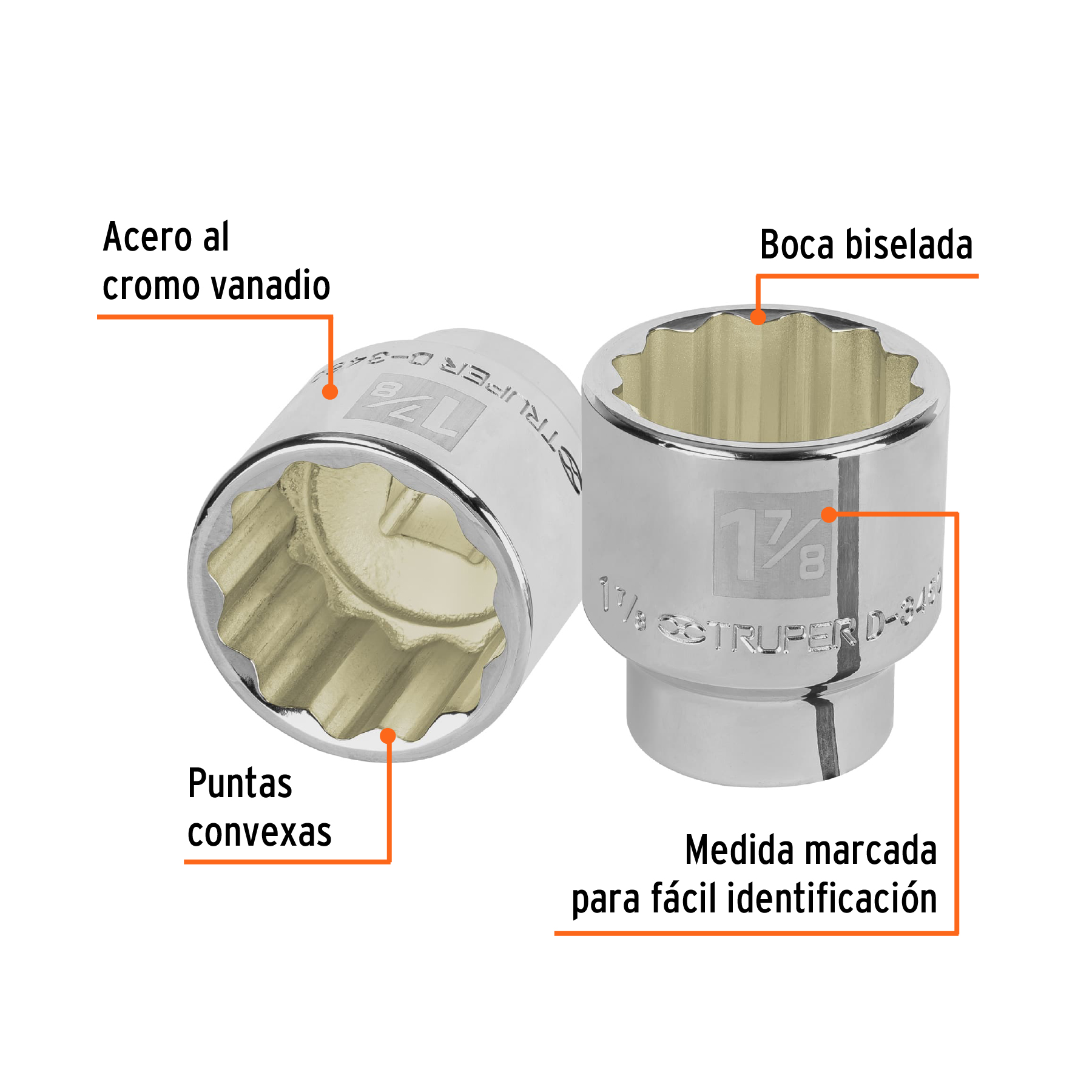 Dado de 1-7/8', 12 puntas, cuadro 3/4', TRUPER - Imagen 2