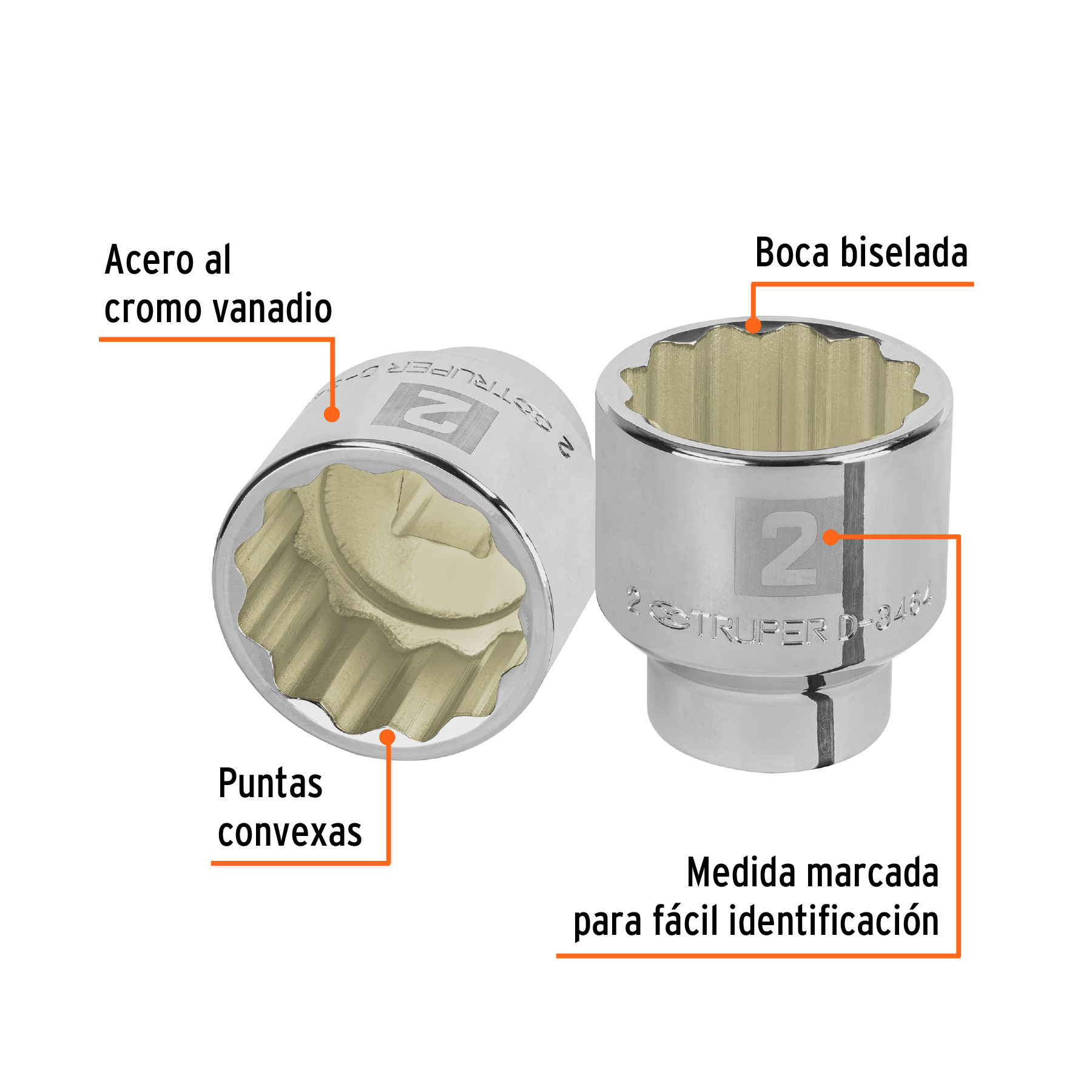Dado de 2', 12 puntas, cuadro 3/4', TRUPER - Imagen 2