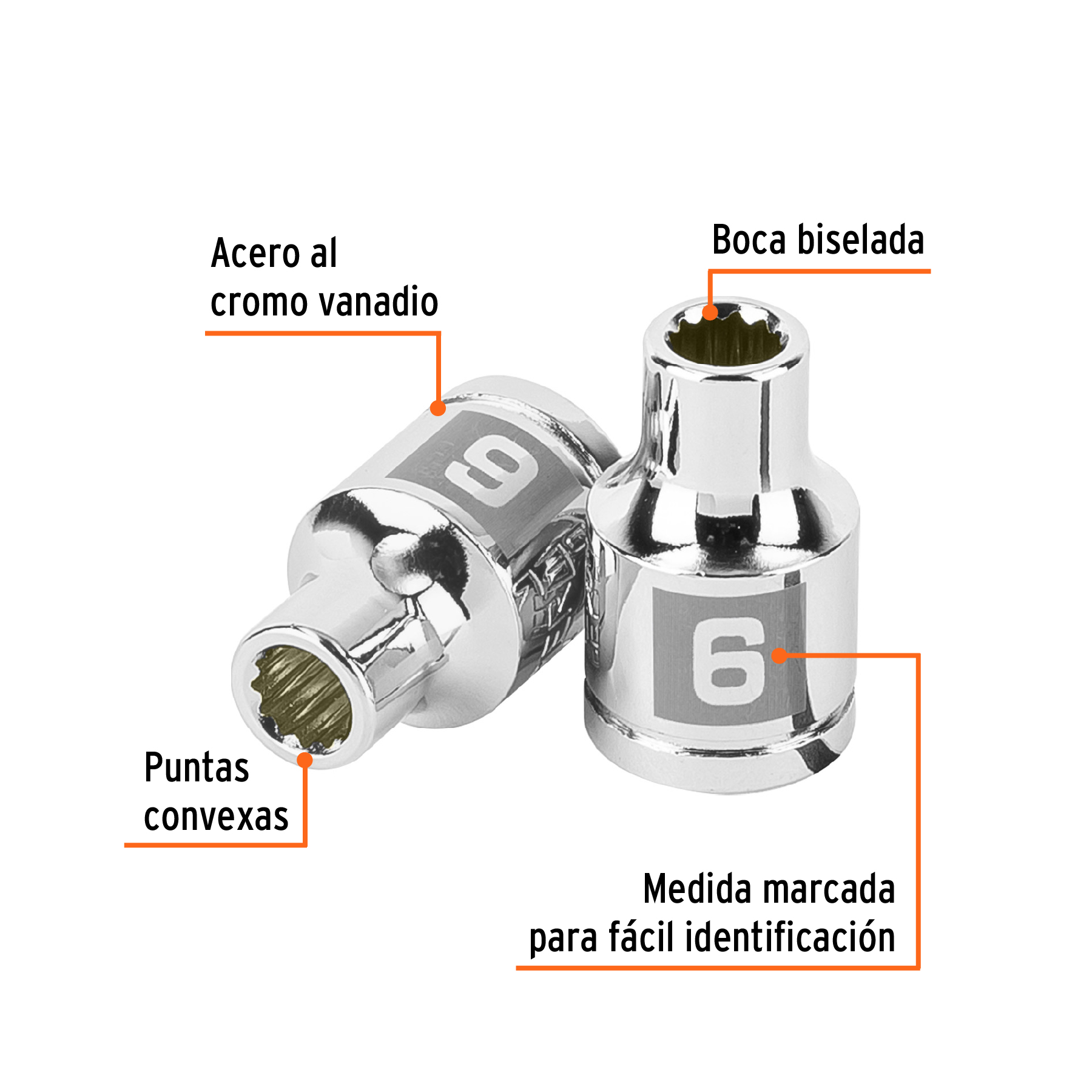 Dado de 6 mm, 12 puntas, cuadro 3/8', TRUPER - Imagen 2