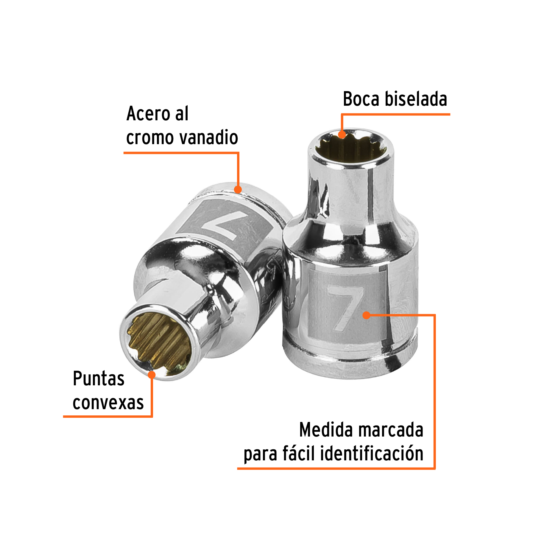 Dado de 7 mm, 12 puntas, cuadro 3/8', TRUPER - Imagen 2