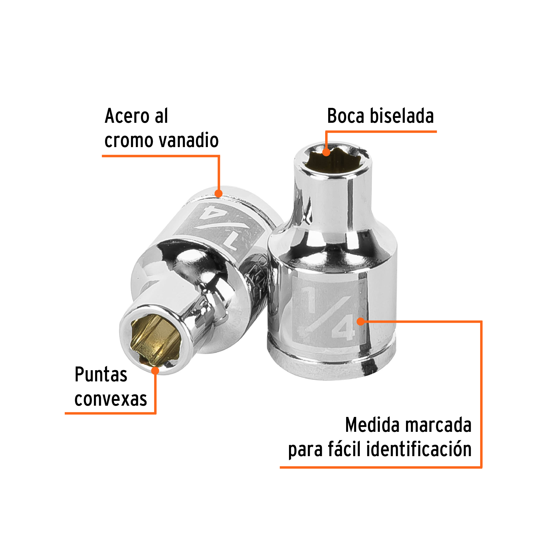 Dado de 1/4', 6 puntas, cuadro 3/8', TRUPER - Imagen 2
