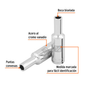 Alternative view of Dado largo de 1/4', 6 puntas, cuadro 3/8', TRUPER