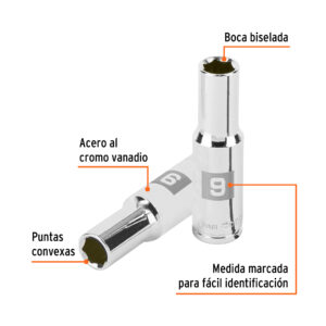 Alternative view of Dado largo de 9 mm, 6 puntas, cuadro 3/8', TRUPER