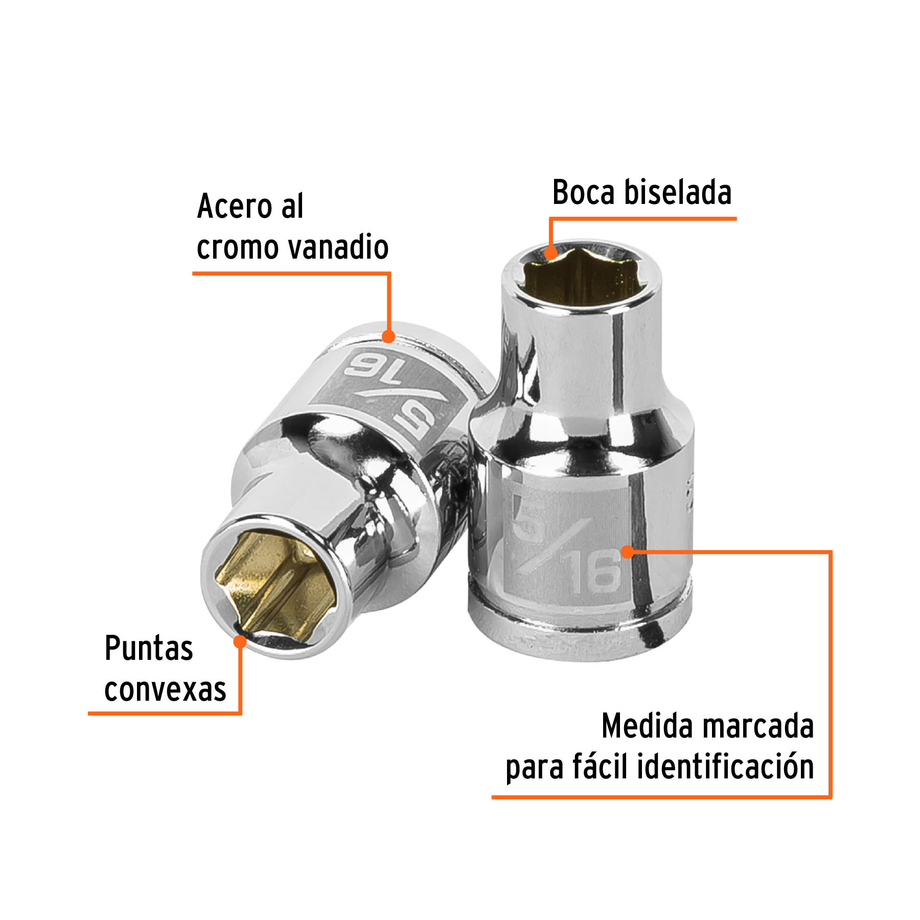 Dado de 5/16', 6 puntas, cuadro 3/8', TRUPER - Imagen 2