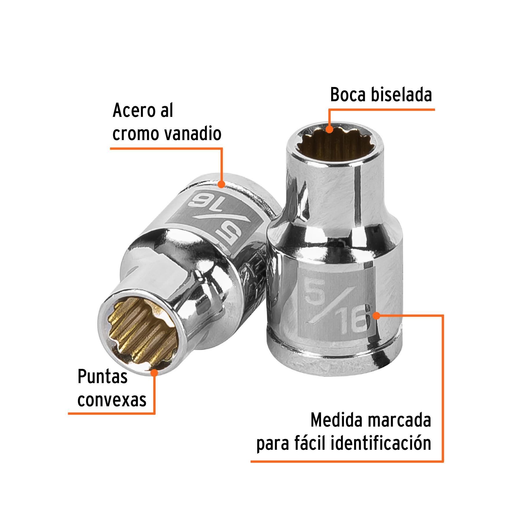 Dado de 5/16', 12 puntas, cuadro 3/8', TRUPER - Imagen 2