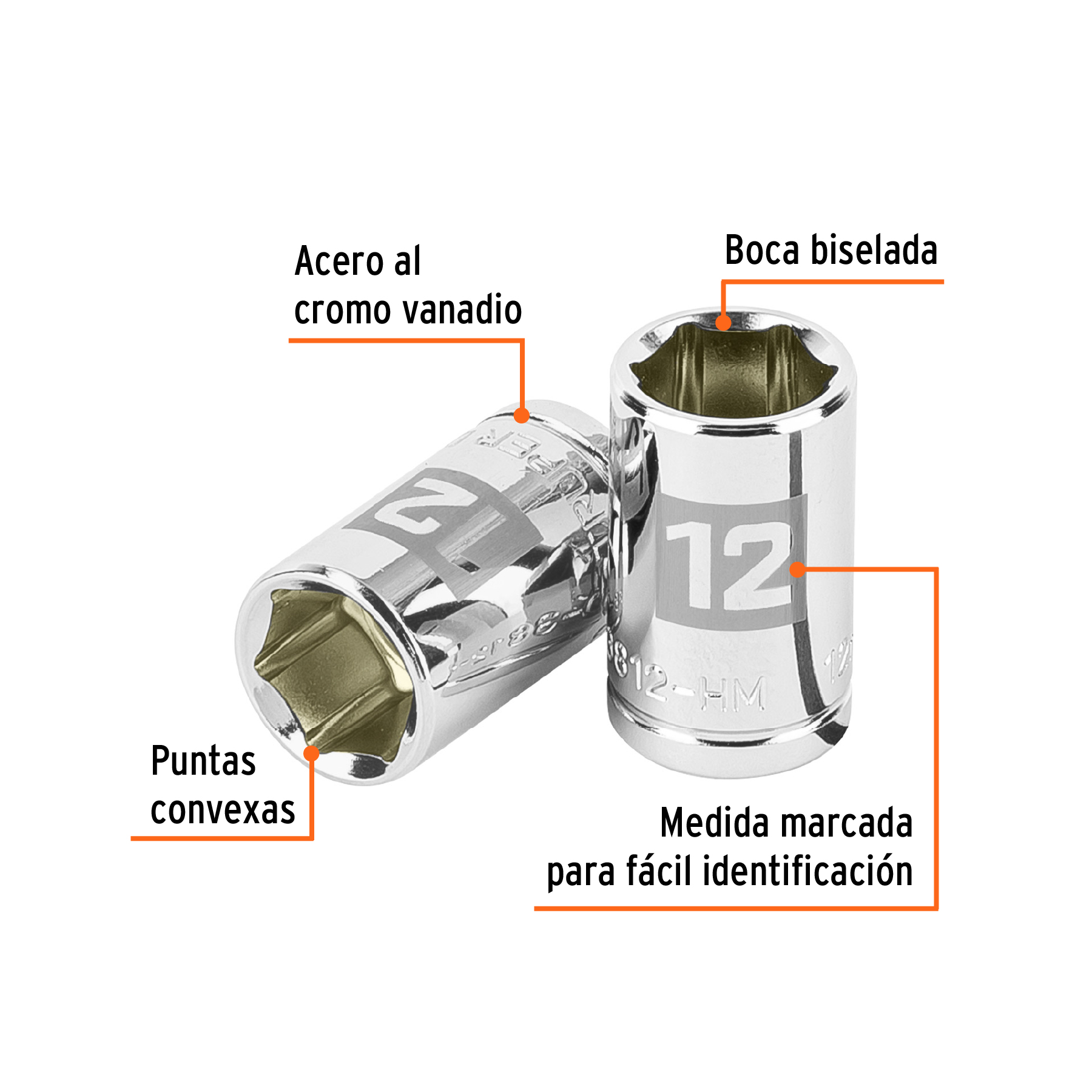 Dado de 12 mm, 6 puntas, cuadro 3/8', TRUPER - Imagen 2