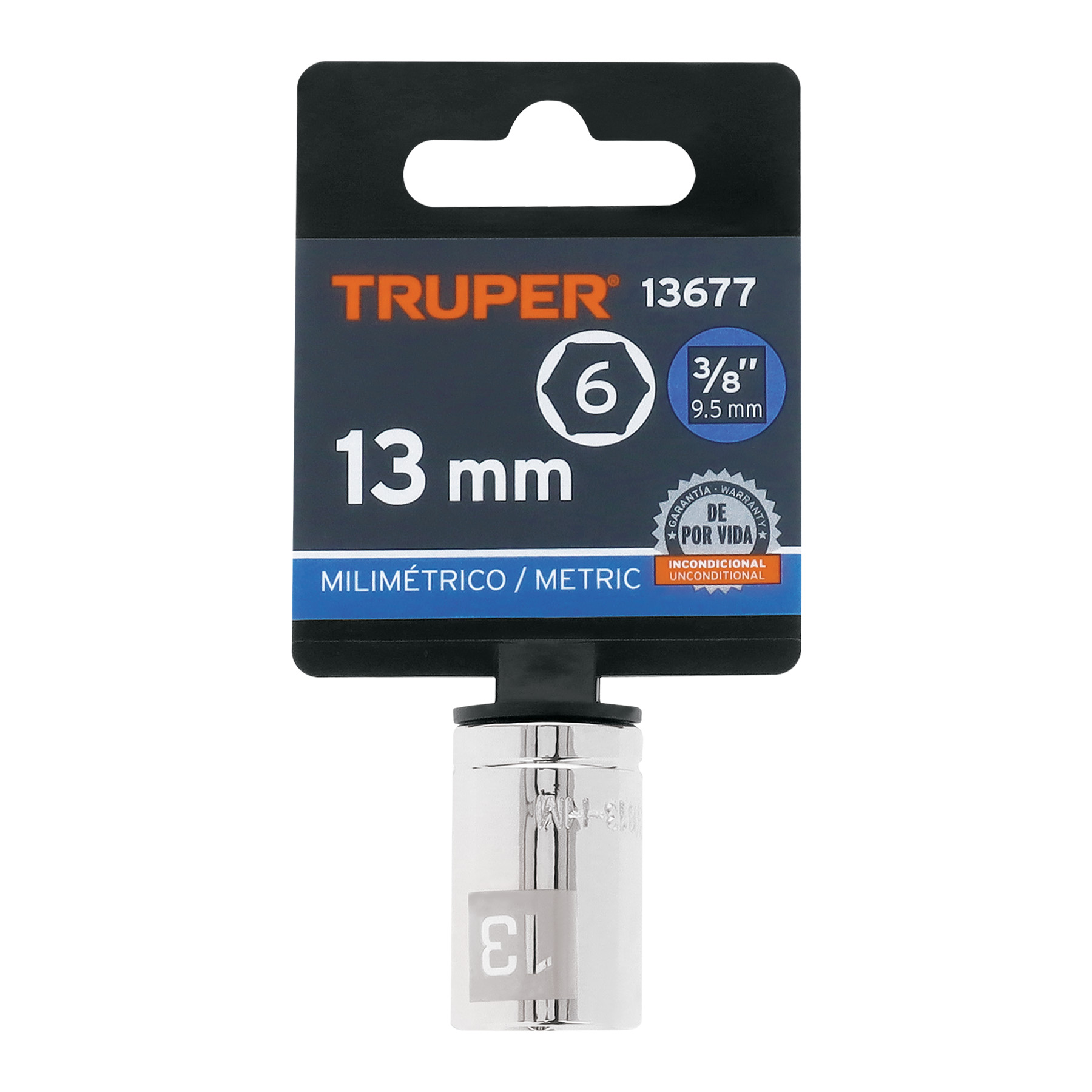 Dado de 13 mm, 6 puntas, cuadro 3/8', TRUPER - Imagen 4