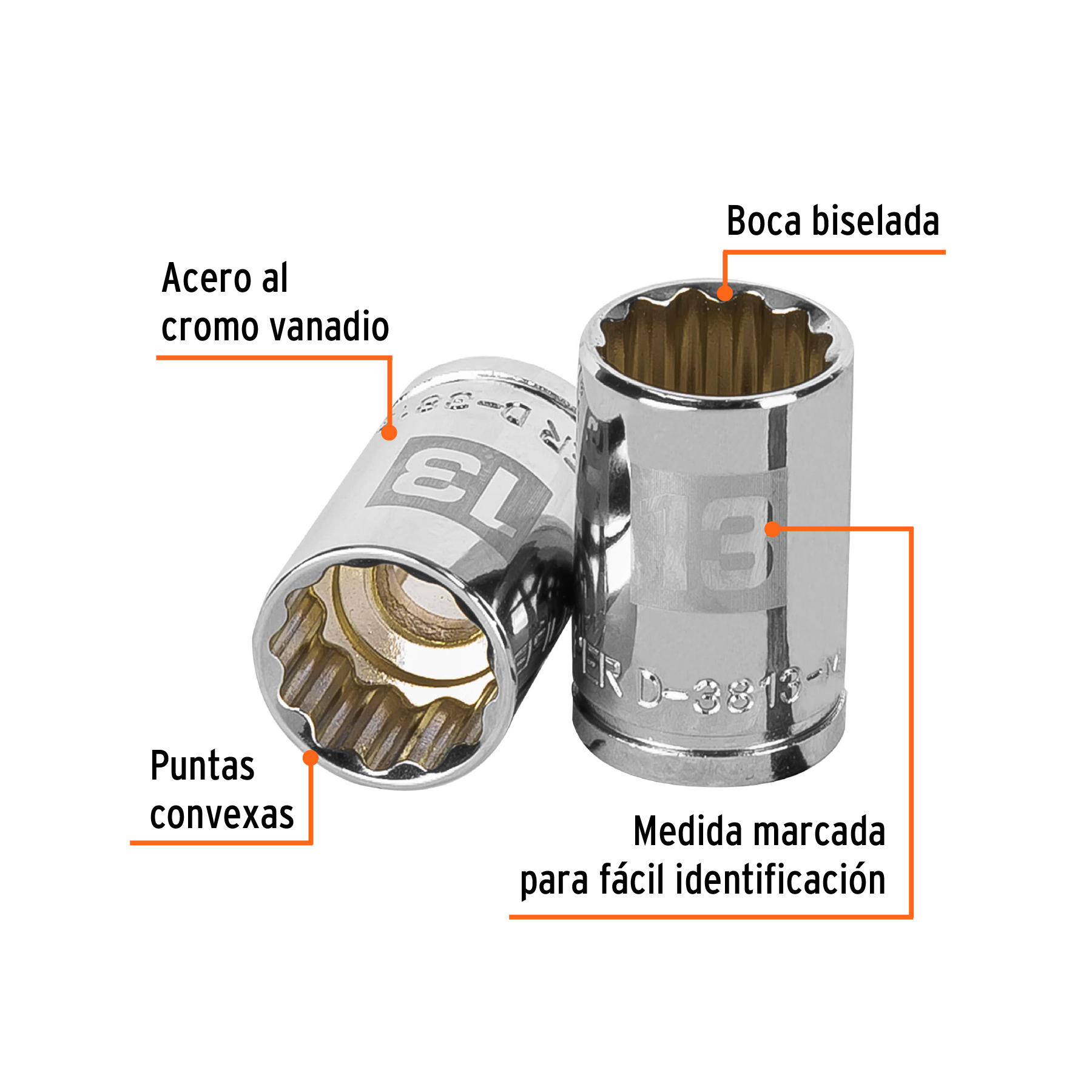 Dado de 13 mm, 12 puntas, cuadro 3/8', TRUPER - Imagen 2