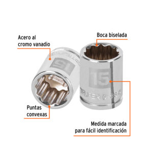 Alternative view of Dado de 15 mm, 12 puntas, cuadro 3/8', TRUPER