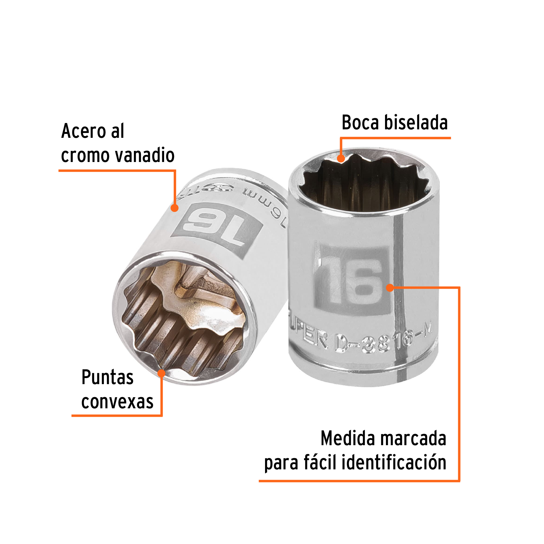 Dado de 16 mm, 12 puntas, cuadro 3/8', TRUPER - Imagen 2