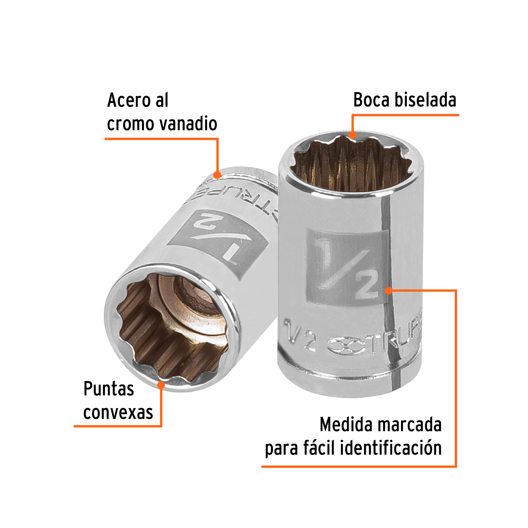 Dado de 1/2', 12 puntas, cuadro 3/8', TRUPER - Imagen 2