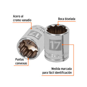 Alternative view of Dado de 17 mm, 12 puntas, cuadro 3/8', TRUPER