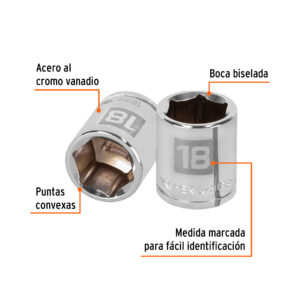 Alternative view of Dado de 18 mm, 6 puntas, cuadro 3/8', TRUPER