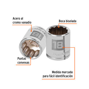 Alternative view of Dado de 18 mm, 12 puntas, cuadro 3/8', TRUPER