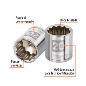 Alternative view of Dado de 20 mm, 12 puntas, cuadro 3/8', TRUPER