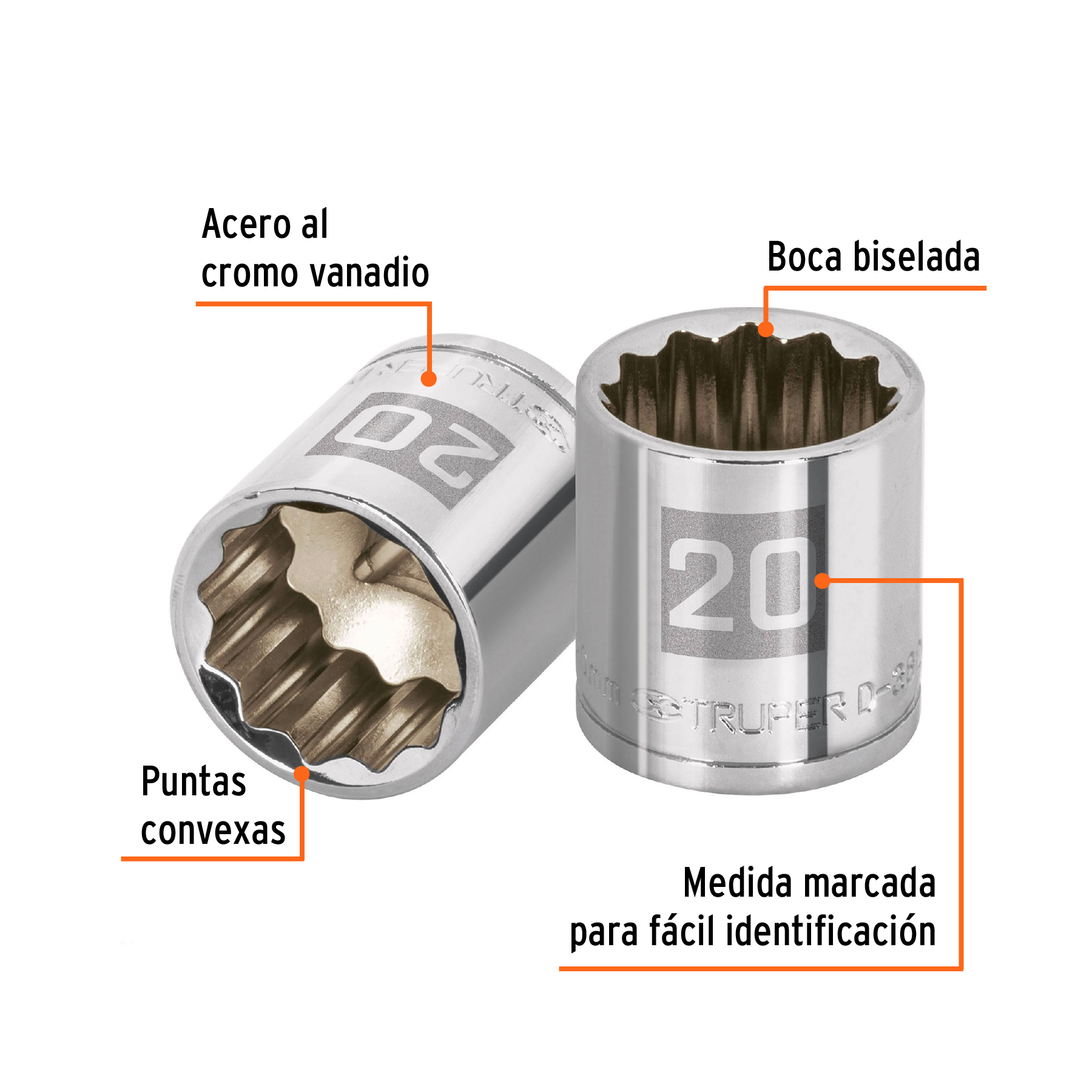 Dado de 20 mm, 12 puntas, cuadro 3/8', TRUPER - Imagen 2