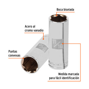 Alternative view of Dado largo de 11/16', 6 puntas, cuadro 3/8', TRUPER