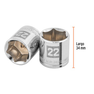 Dado de 22 mm, 6 puntas, cuadro 3/8', TRUPER - Imagen 3