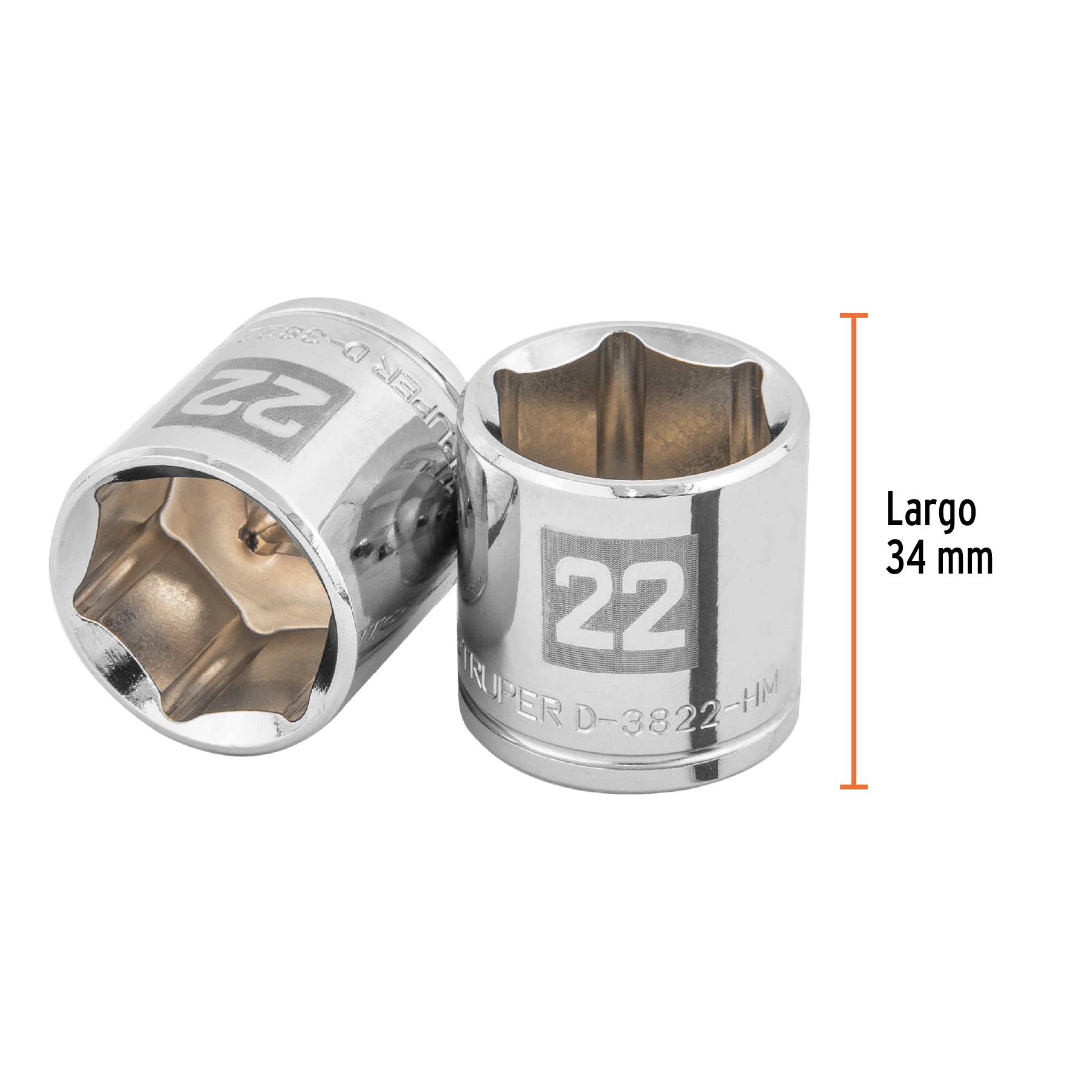 Dado de 22 mm, 6 puntas, cuadro 3/8', TRUPER - Imagen 3