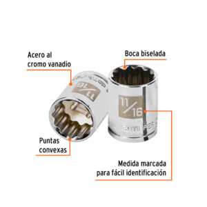 Alternative view of Dado de 11/16', 12 puntas, cuadro 3/8', TRUPER