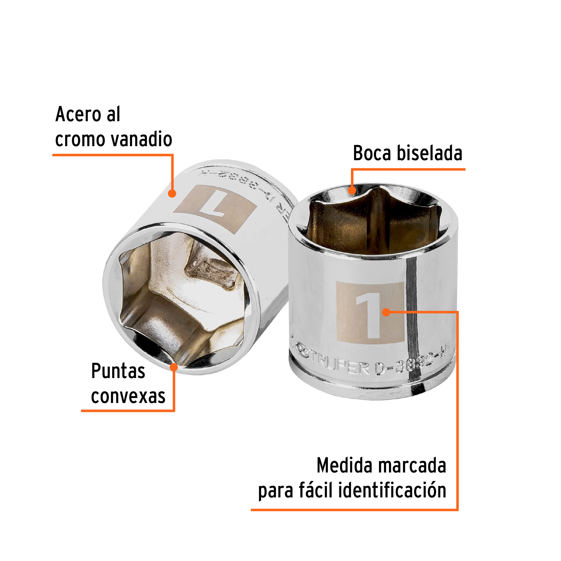 Dado de 1', 6 puntas, cuadro 3/8', TRUPER - Imagen 2