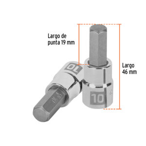 Dado punta hexagonal de 10 mm, cuadro 3/8', TRUPER - Imagen 3
