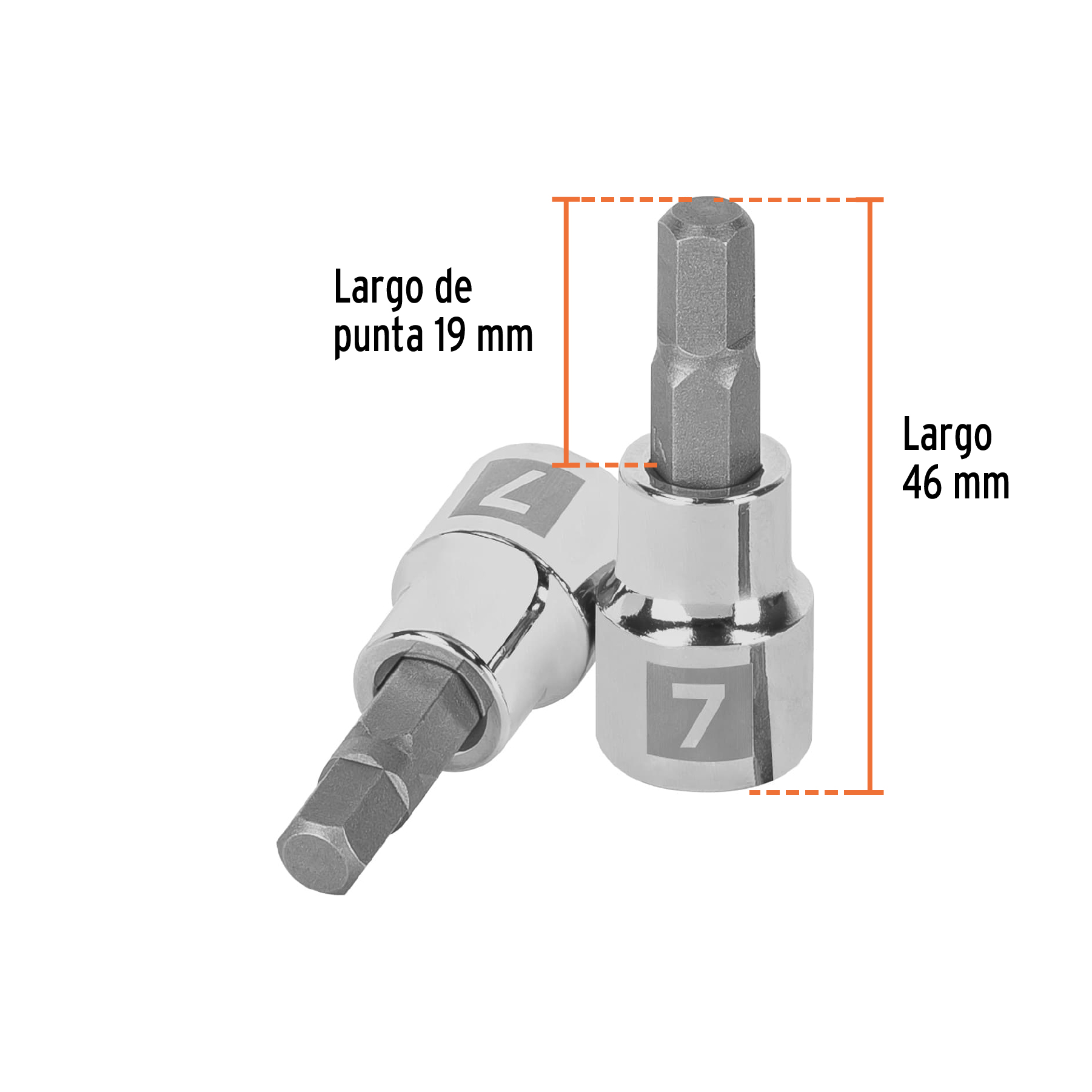 Dado punta hexagonal de 7 mm, cuadro 3/8', TRUPER - Imagen 3