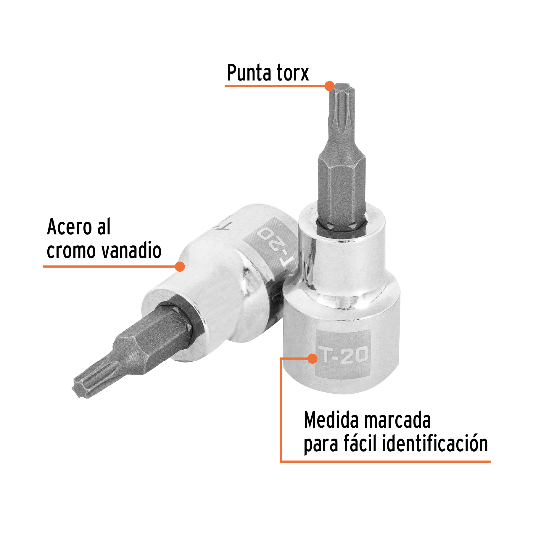 Dado punta torx T-20, cuadro 3/8', TRUPER - Imagen 2