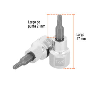 Dado punta torx T-20, cuadro 3/8', TRUPER - Imagen 3