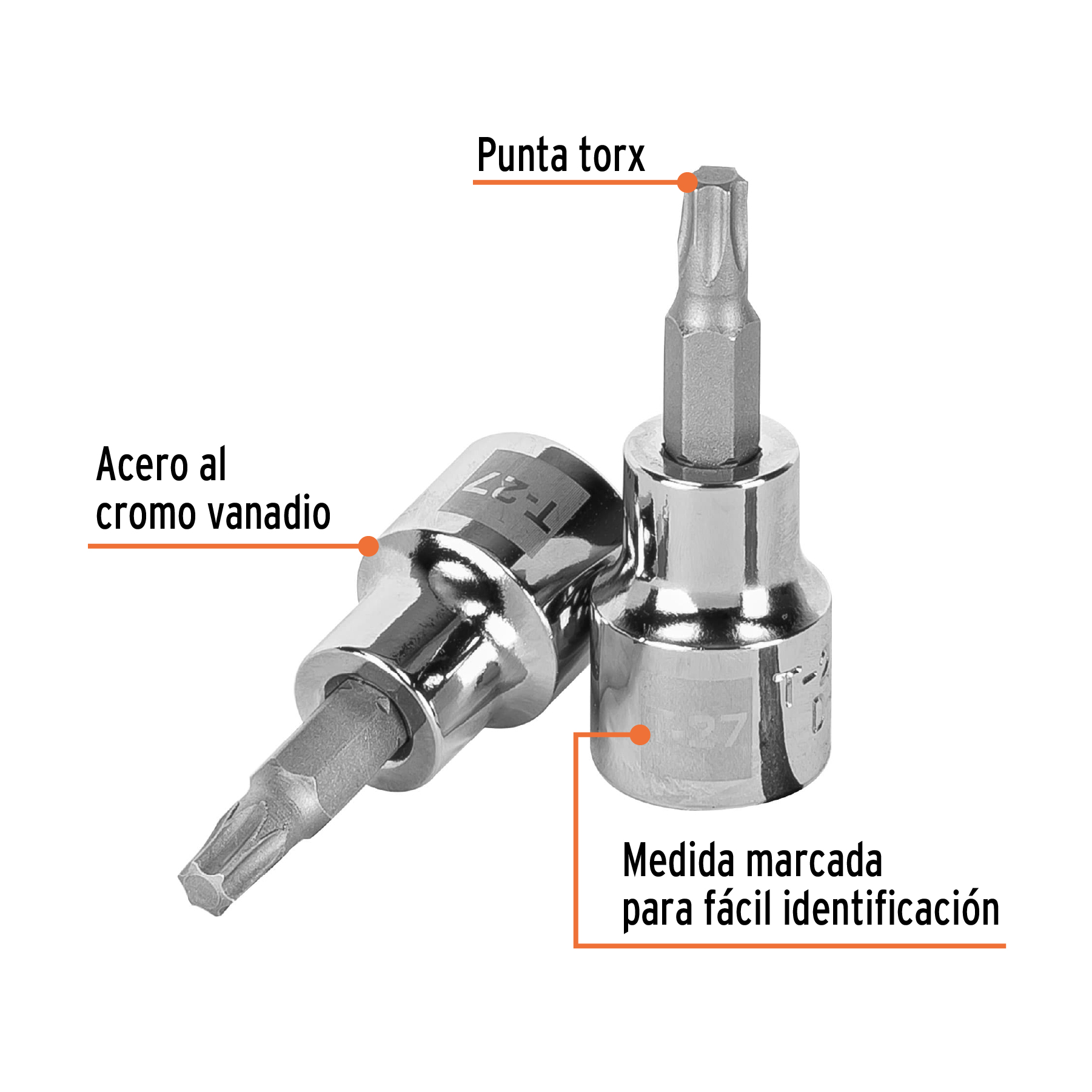 Dado punta torx T-27, cuadro 3/8', TRUPER - Imagen 2