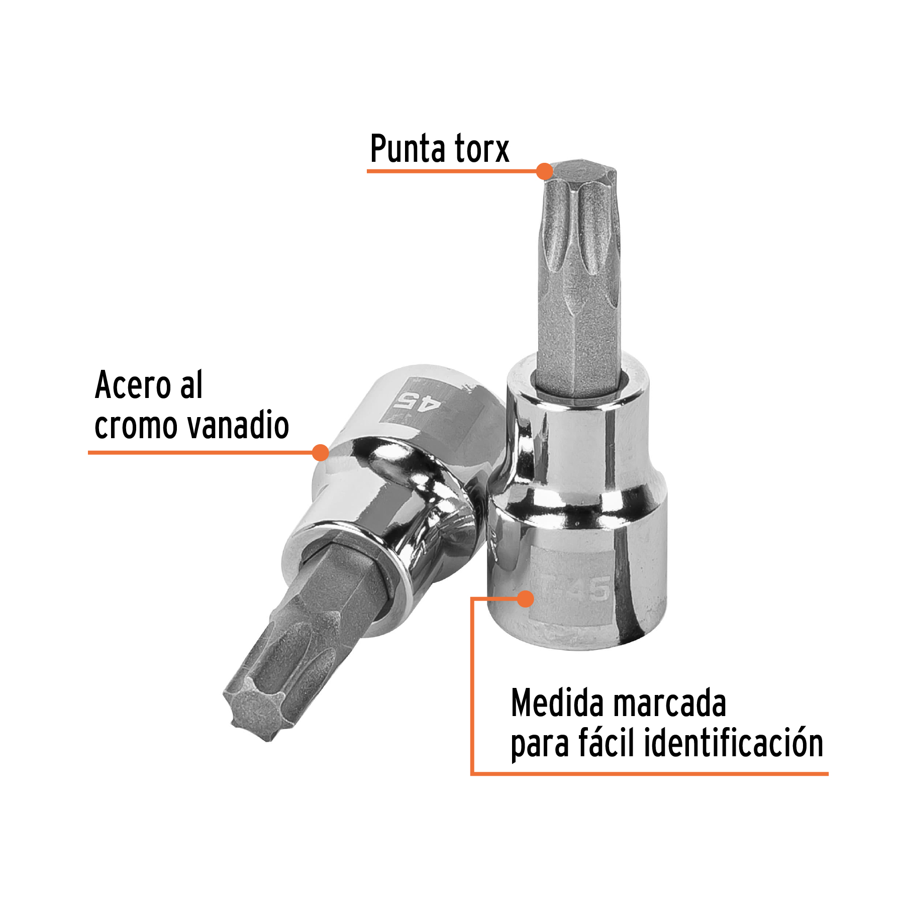 Dado punta torx T-45, cuadro 3/8', TRUPER - Imagen 2