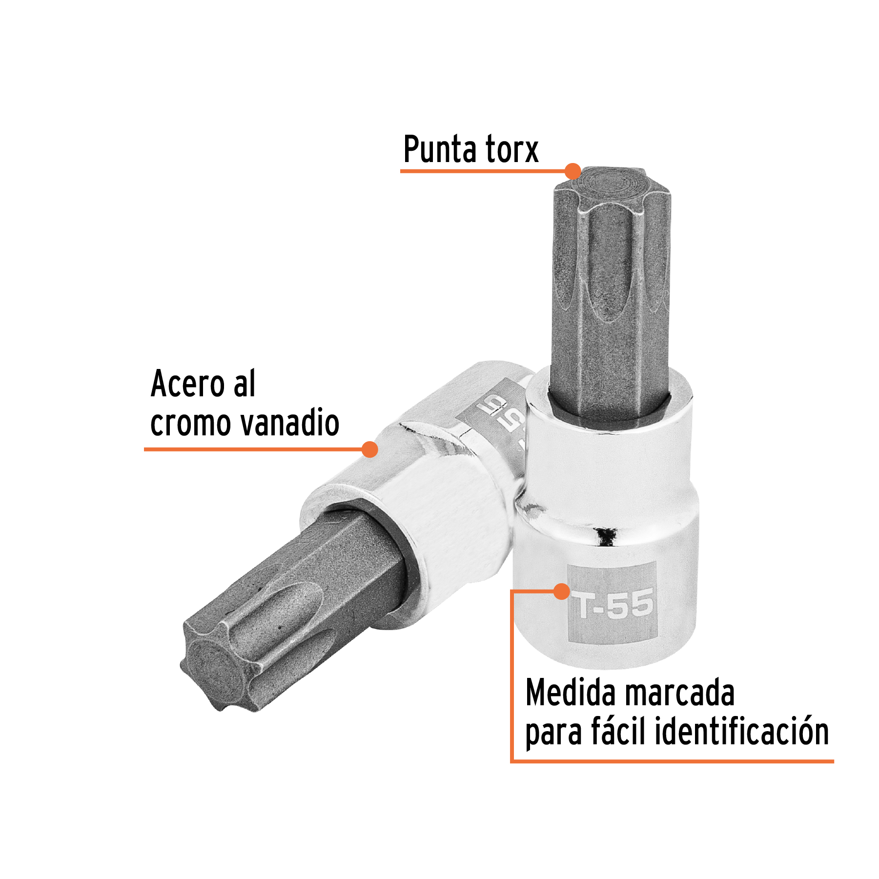 Dado punta torx T-55, cuadro 3/8', TRUPER - Imagen 2